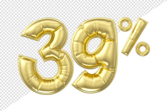 39 Percent Discount. Gold Glossy Balloon: Elevating Your Digital Designs with Premium 3D Assets