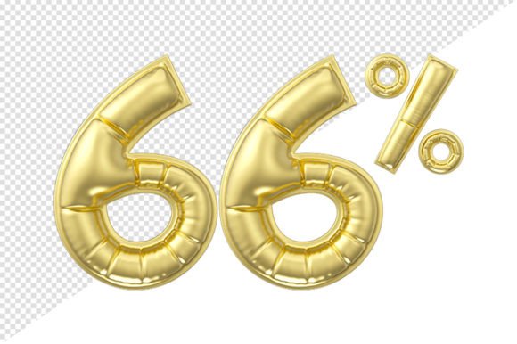 66 Percent Discount. Gold Glossy Balloon: Elevating Digital Design with High-Resolution 3D Assets