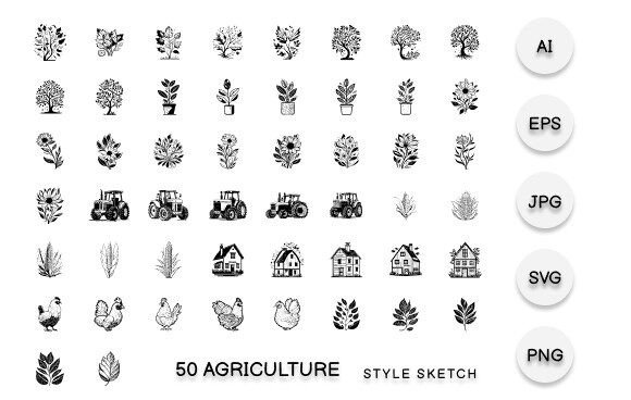 Agriculture Element Hand Draw Black: Strategic Visual Assets for Brand Clarity
