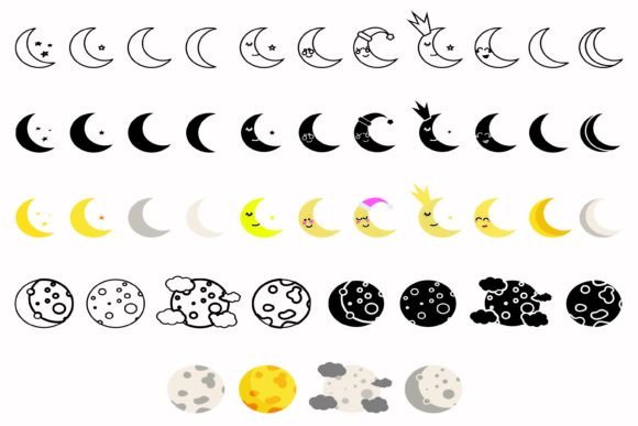 Elevating Visual Identity: The Strategic Value of the Moon Icon Collection Cute Beautiful