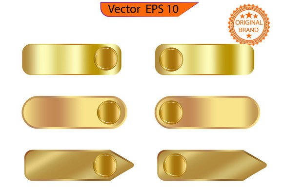 Gold Button Bundle: Golden UI UX Icons