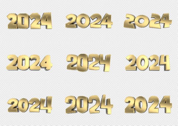 Why the Happy New Year Number 2024 Gold 3d Render Is a Strategic Choice for Professional Designers